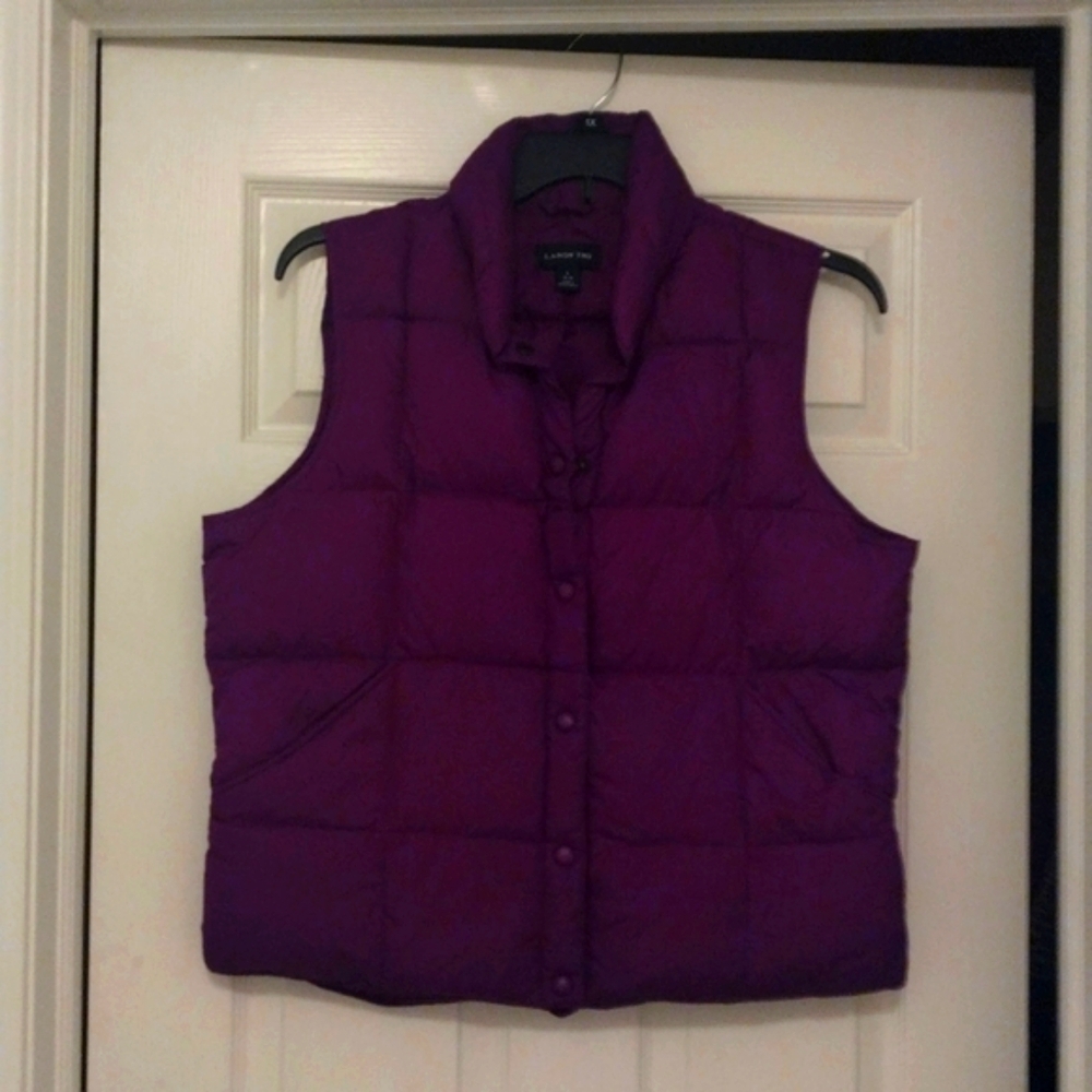 - Land's End purple snap Down feather vest